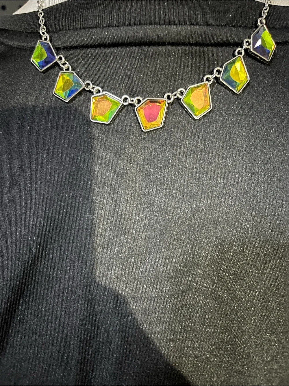 Source Unknown Iridescent Multicolor Geometric Pendant Necklace